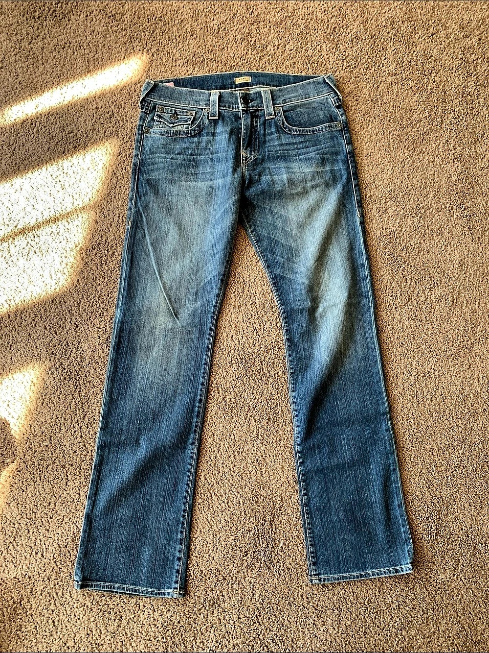 True Religion Ricky Relaxed Straight Jeans Blue Waist 32